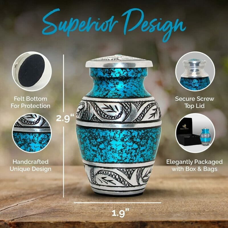 Blue Keepsake Urn Set of 4 Aluminium Urns for Ashes - Image 2