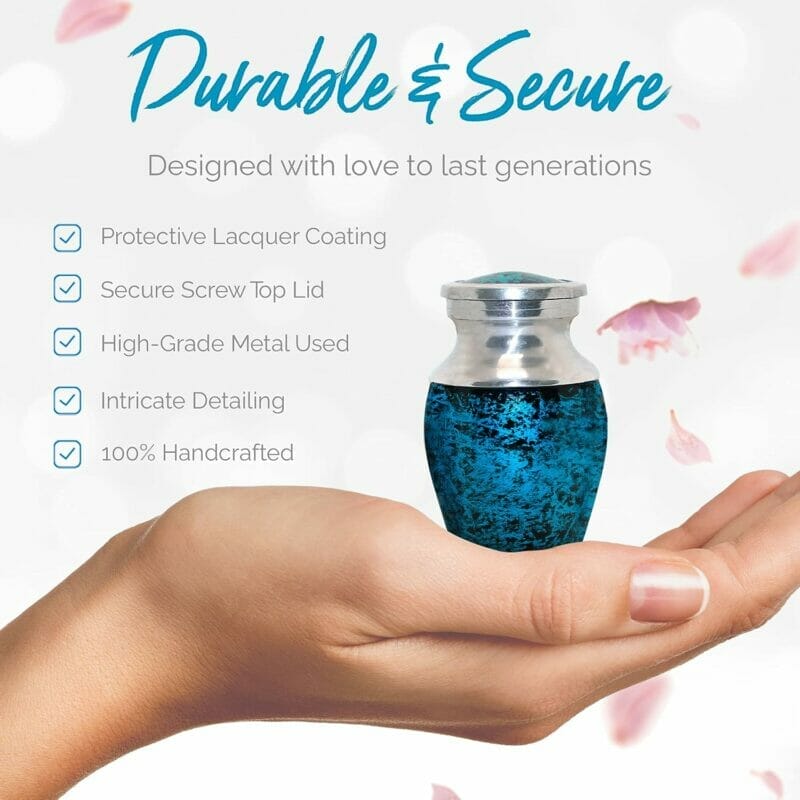Blue Keepsake Urn Set of 4 Aluminium Urns for Ashes - Image 6