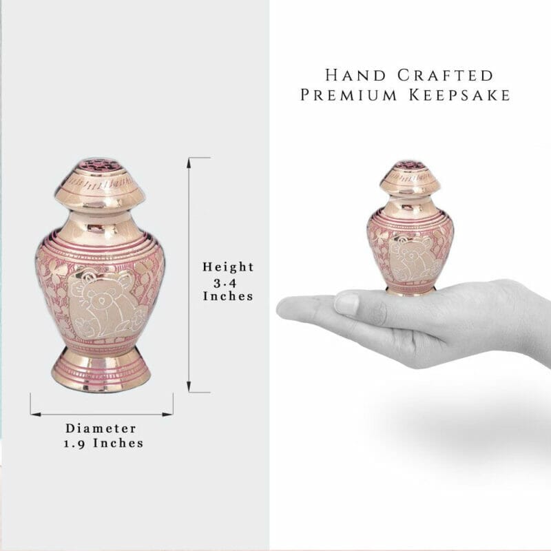 Baby Girl Urn :  Pink Teddy Ash Urn for Cremation Ashes - Image 3