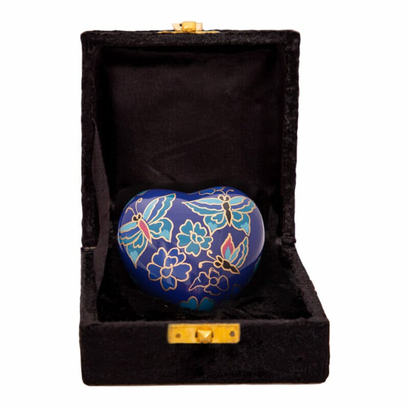 Blue Butterflies Heart Shaped Keepsake Urn - Image 2
