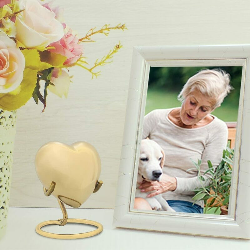 Small Gold Heart Shaped Keepsake Urn - Image 4