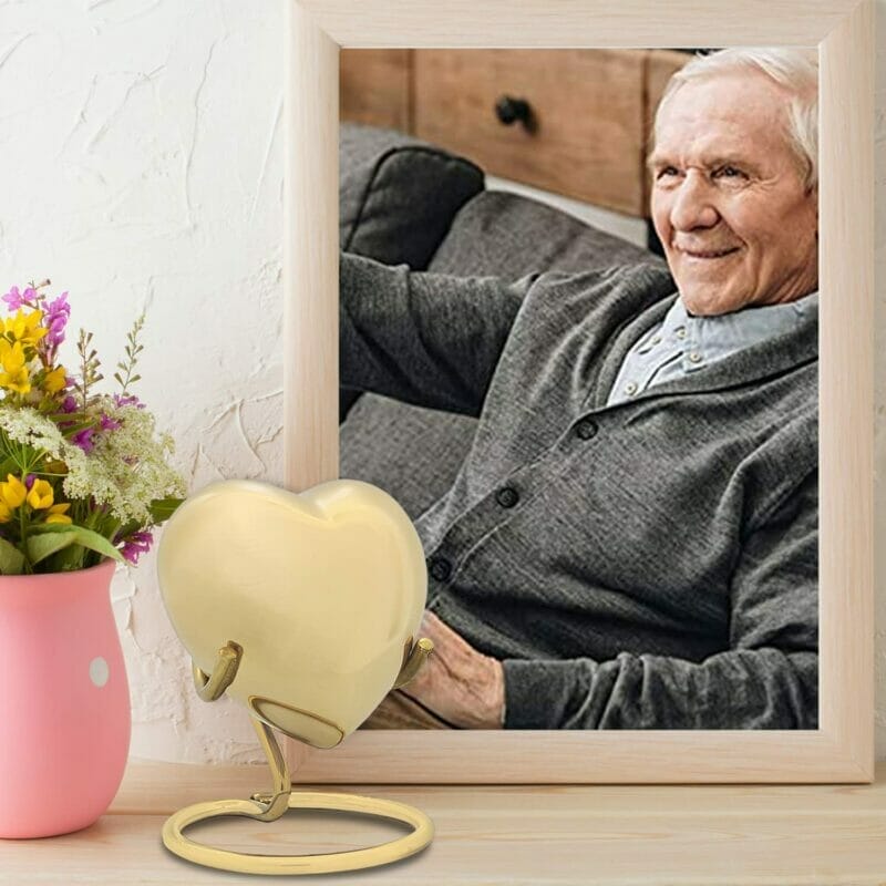 Small Gold Heart Shaped Keepsake Urn - Image 3