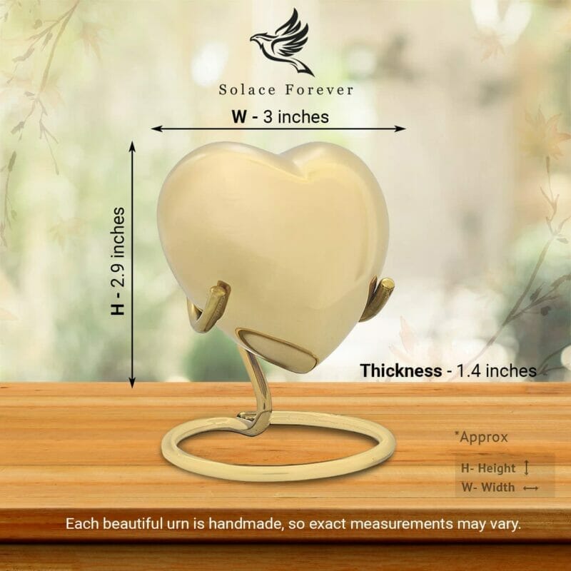 Small Gold Heart Shaped Keepsake Urn - Image 5