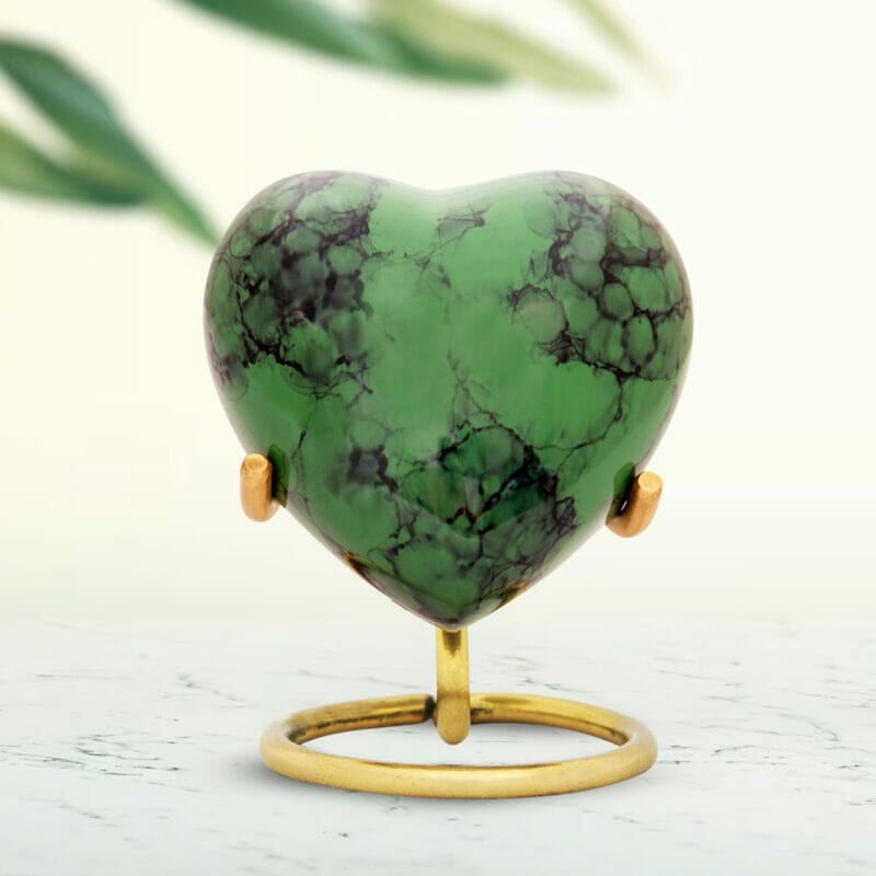 Small Green Marble Heart Shaped Keepsake Urn - Image 8
