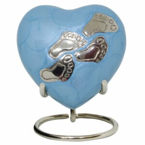blue baby heart urn baby feet