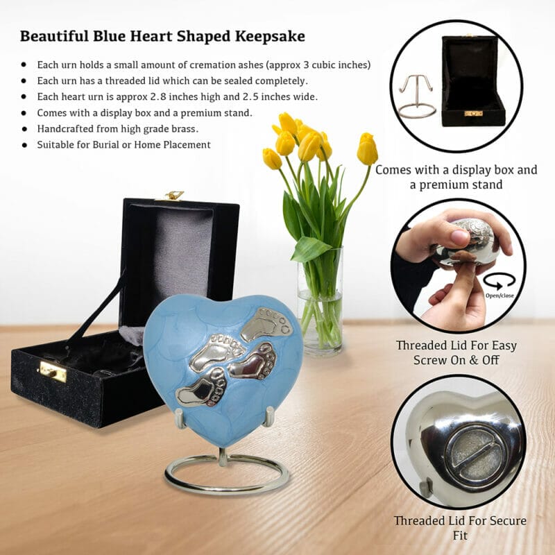 buy blue baby heart urn