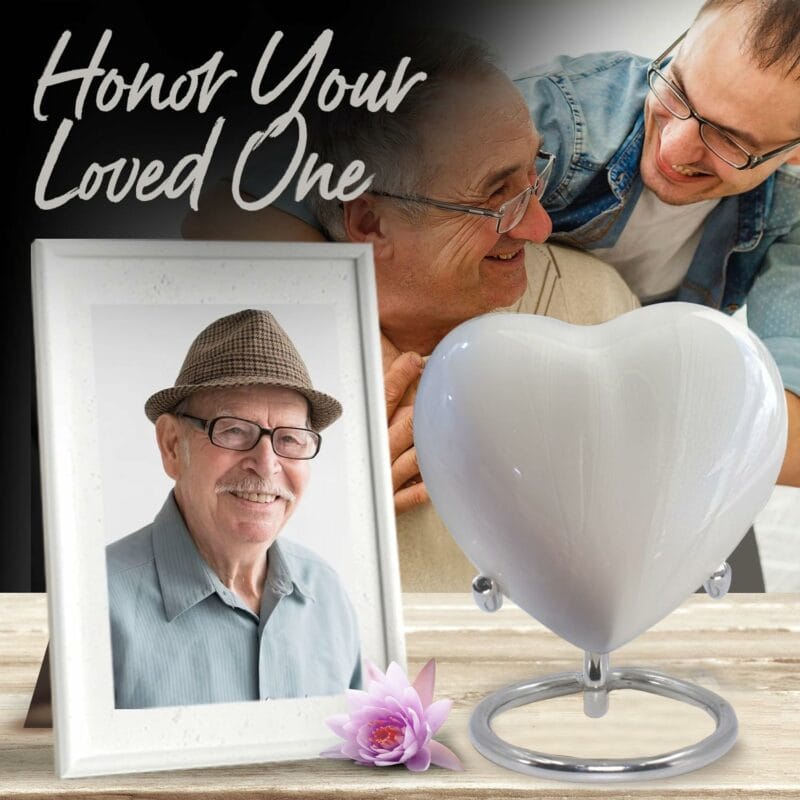 Small White Heart Keepsake Urn - Image 4