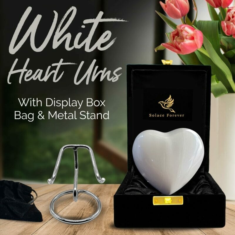 Small White Heart Keepsake Urn - Image 3