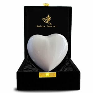 Small White Heart Keepsake Urn