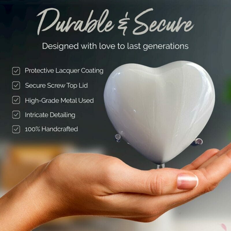 Small White Heart Keepsake Urn - Image 5
