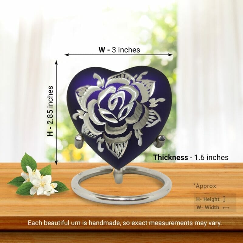 Purple Rose Heart Shaped Keepsake Urn - Image 4