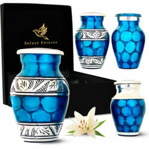 Blue Keepsakes urns set of 4