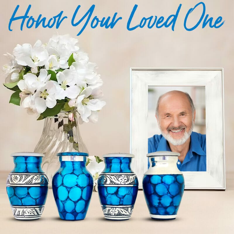 Blue Firozi - Fire Keepsake Urns Set of 4 - Image 6