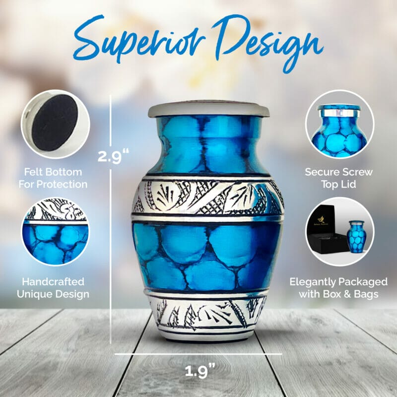 Blue Firozi - Fire Keepsake Urns Set of 4 - Image 5