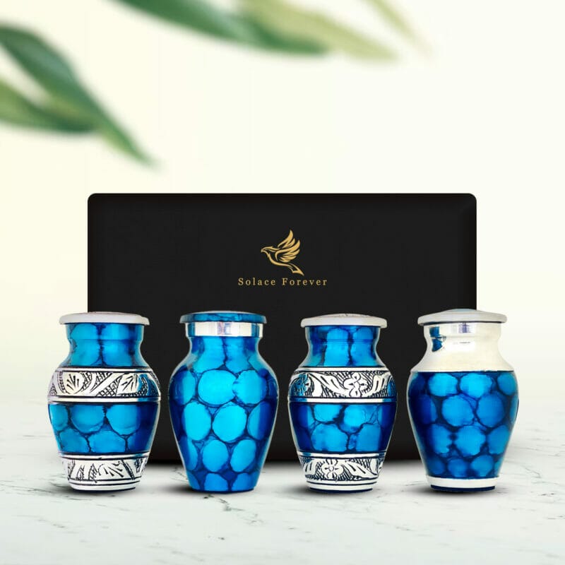 Blue Firozi - Fire Keepsake Urns Set of 4 - Image 3