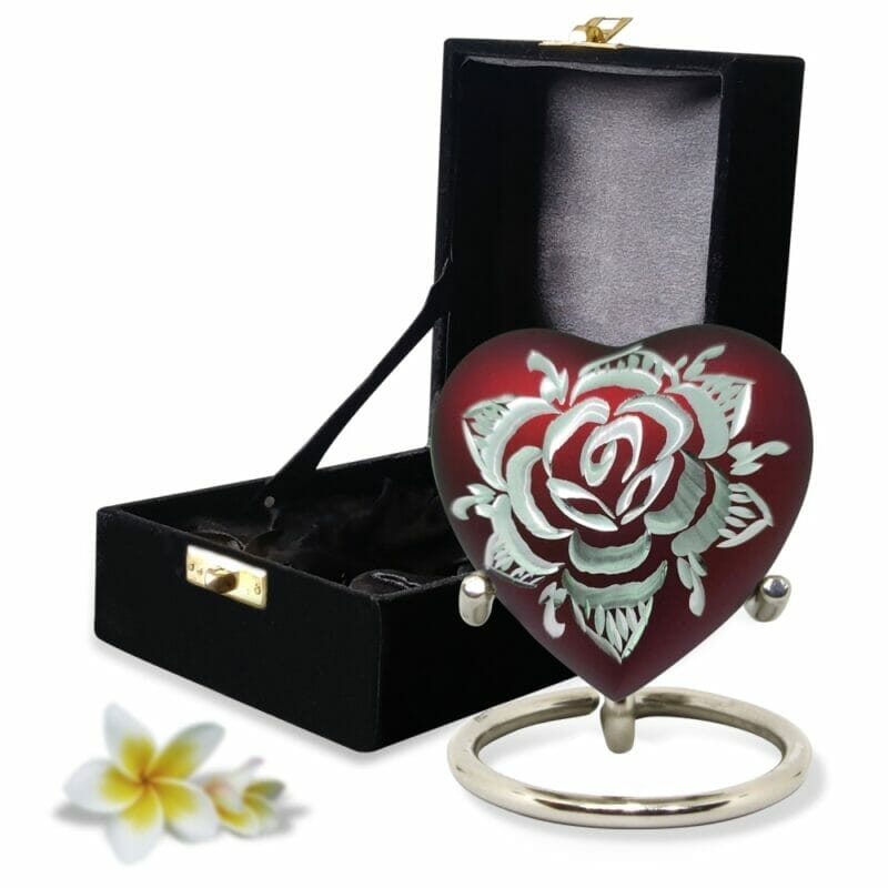 Red Rose - Heart Shaped Keepsake Urn - Image 3