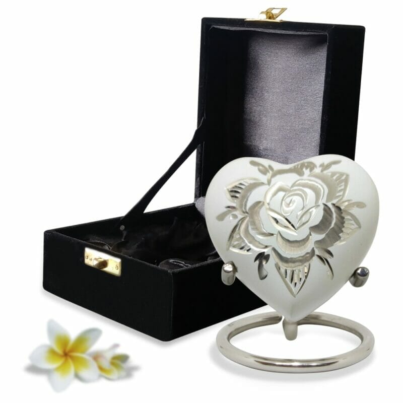 White Rose - Heart Shaped Keepsake Urn - Image 2