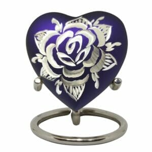 Purple Rose Heart Shaped Keepsake Urn