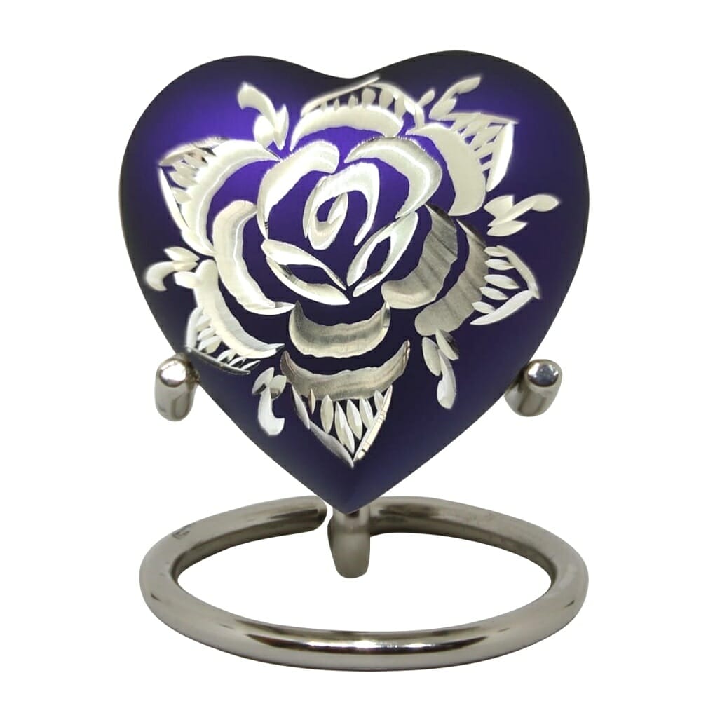 Purple Rose Heart Shaped Keepsake Urn - Solace Forever Urns