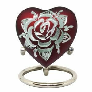 Red Rose - Heart Shaped Keepsake Urn