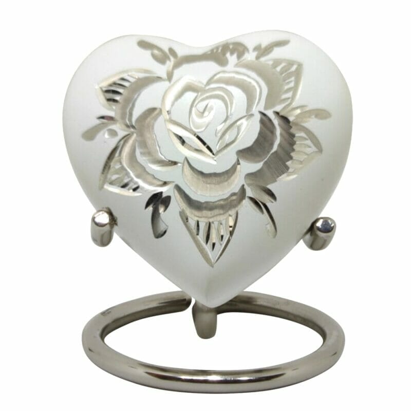 White Rose - Heart Shaped Keepsake Urn