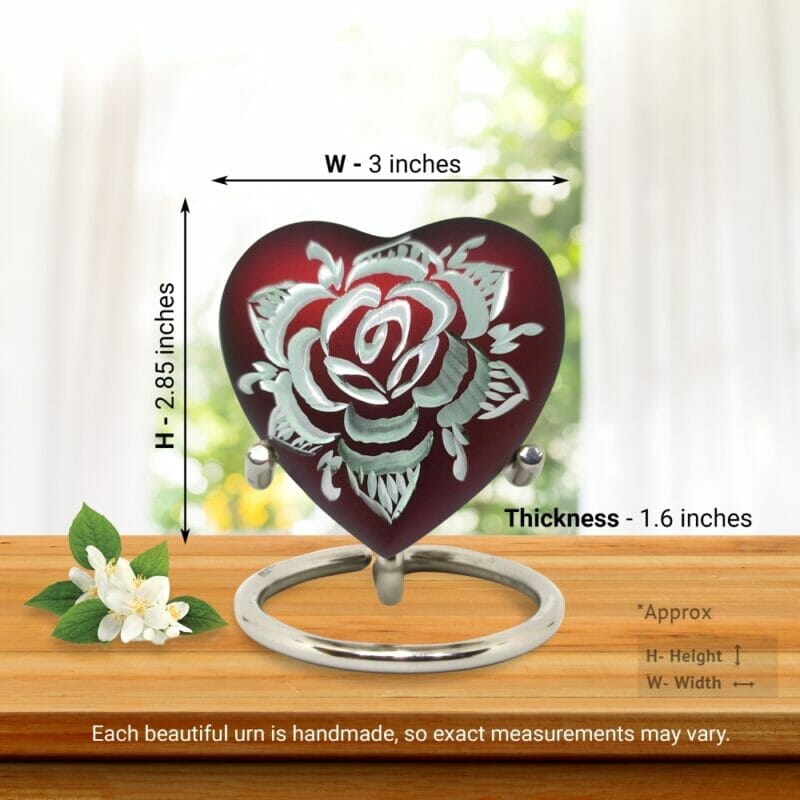 Red Rose - Heart Shaped Keepsake Urn - Image 4