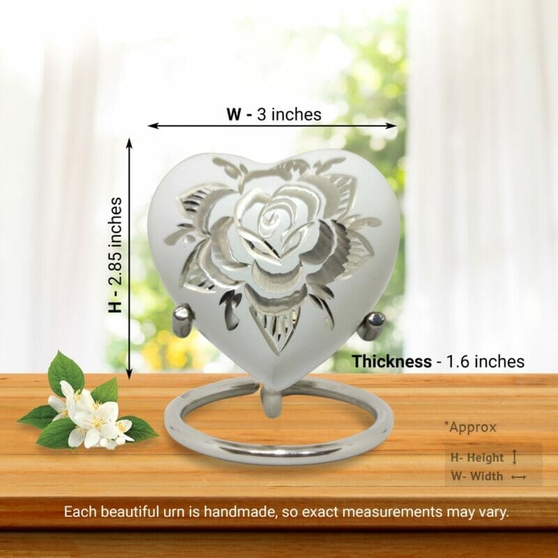 White Rose - Heart Shaped Keepsake Urn - Image 4