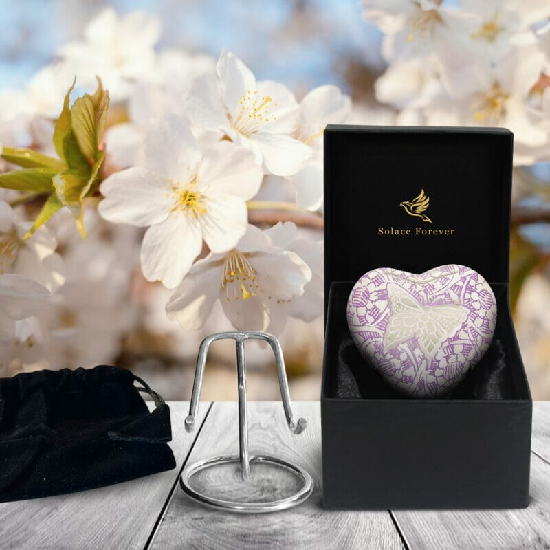 Butterfly Purple - Heart Shaped Keepsake Urn - Image 3