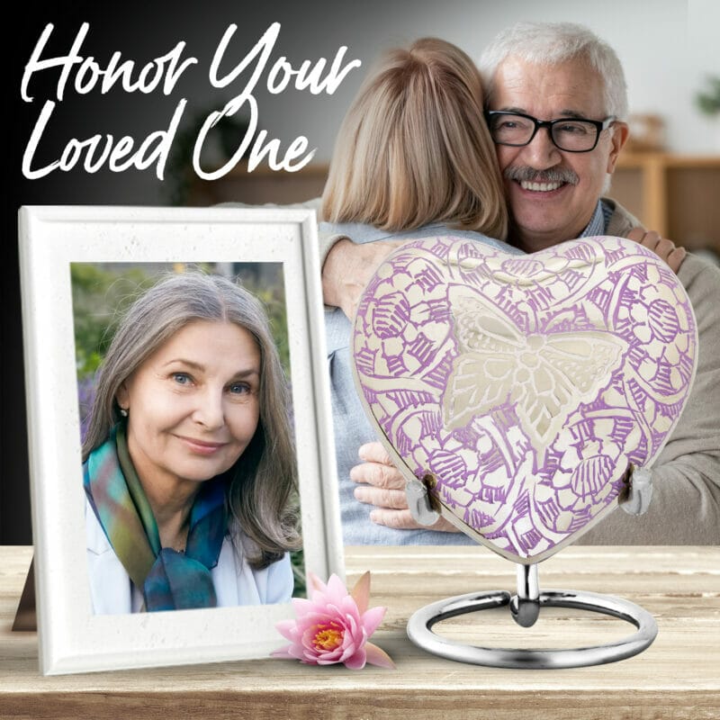 Butterfly Purple - Heart Shaped Keepsake Urn - Image 7
