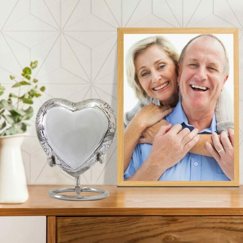 Small White Heart Shaped Keepsake Urn - Image 2