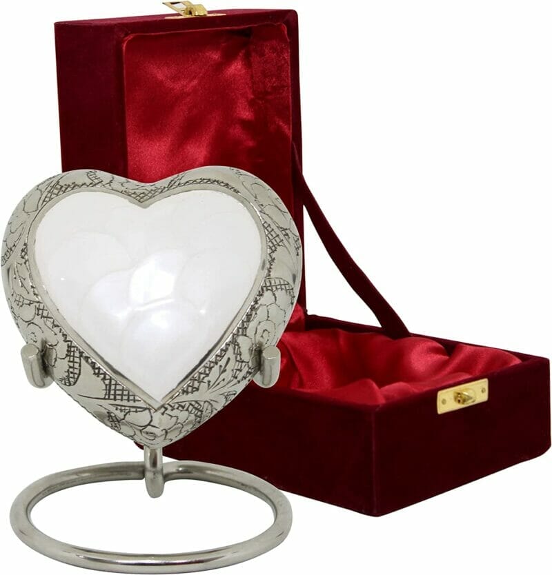 Small White Heart Shaped Keepsake Urn