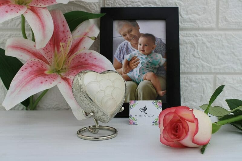 Small White Heart Shaped Keepsake Urn - Image 6
