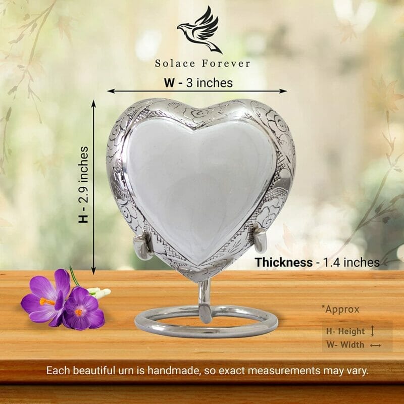 Small White Heart Shaped Keepsake Urn - Image 4