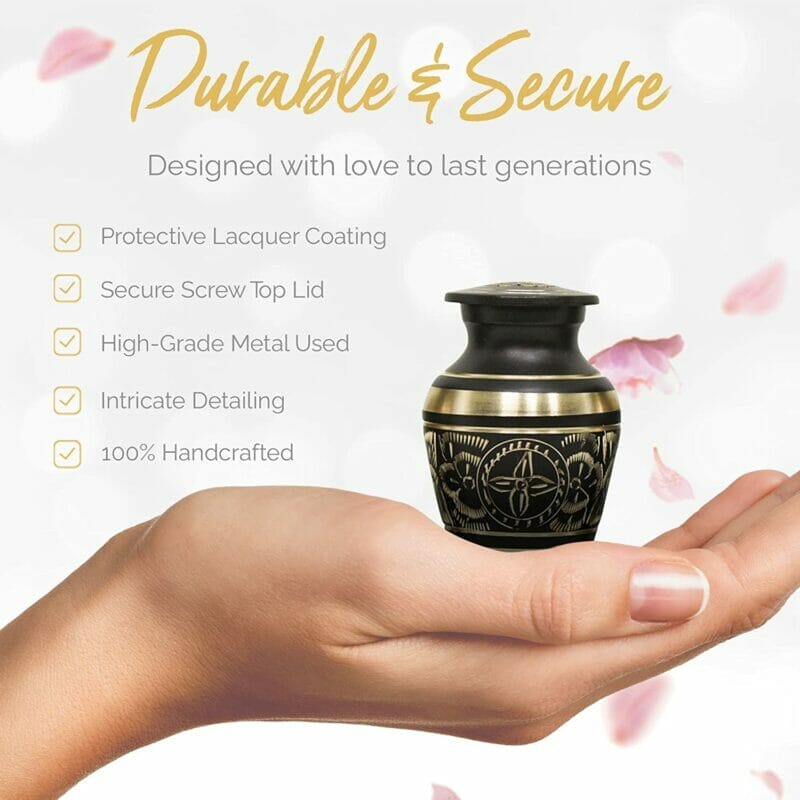 Black - Gold Etched Keepsake Urn Set of 4 - Image 4