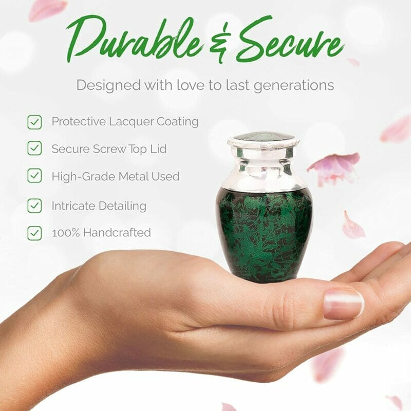 Green Keepsake Urn Set of 4 Aluminium Urns for Ashes - Image 3