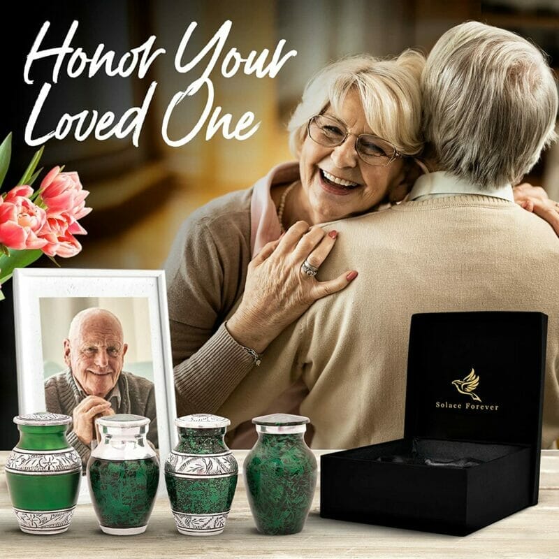 Green Keepsake Urn Set of 4 Aluminium Urns for Ashes - Image 5