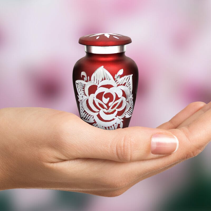 Red Rose Keepsake Urns Set of 4 For Human Ashes - Image 7