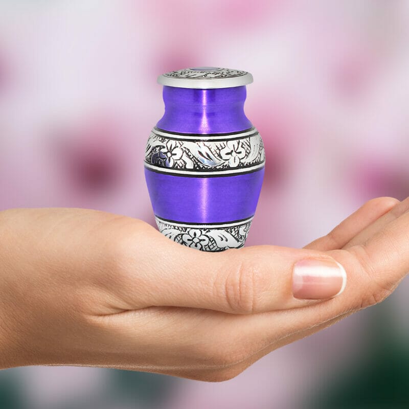 Purple Keepsake Urn Set of 4 For Human Ashes - Image 9