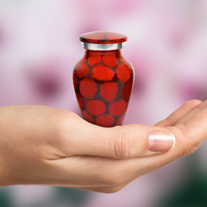 Red Marble Effect Keepsake Urn Set of 4 - Image 9
