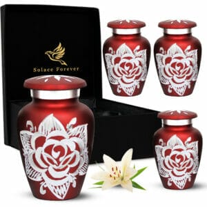 Red Rose Keepsake Urns Set of 4 For Human Ashes