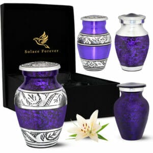 Purple Keepsake Urn Set of 4 For Human Ashes