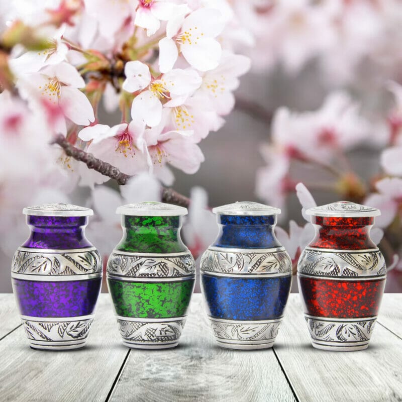 Small Keepsake Mini Urns Set of 4 with Premium Box & Bags - Image 3