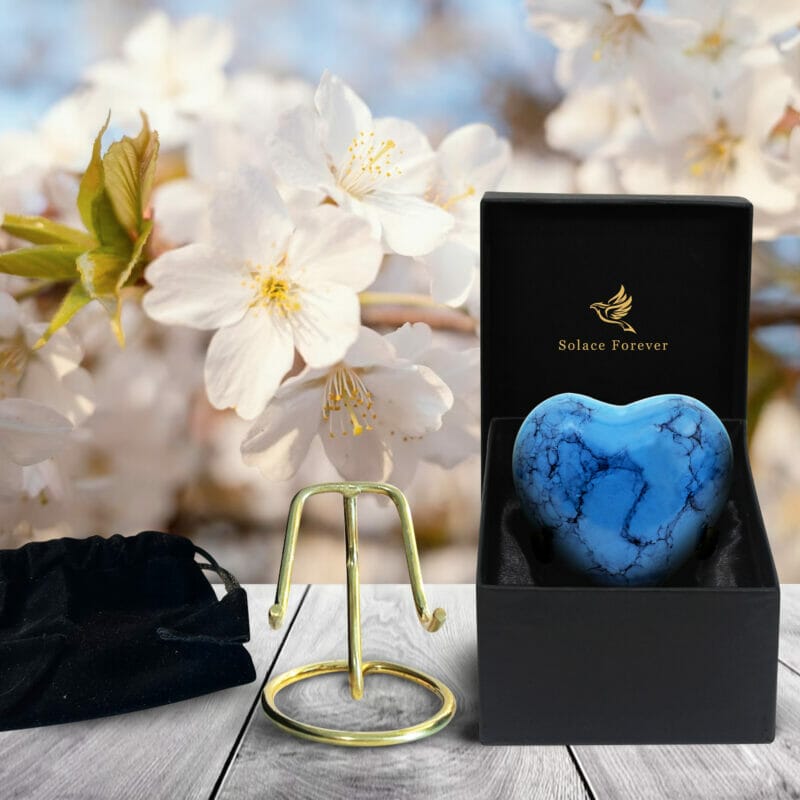 Small Blue Heart Keepsake Urn - Image 3