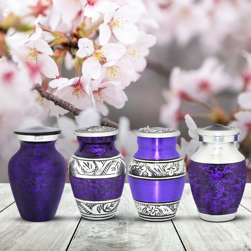 Purple Keepsake Urn Set of 4 For Human Ashes - Image 7