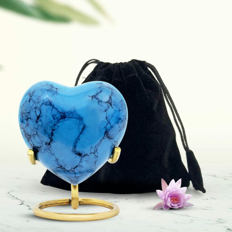 Small Blue Heart Keepsake Urn - Image 5
