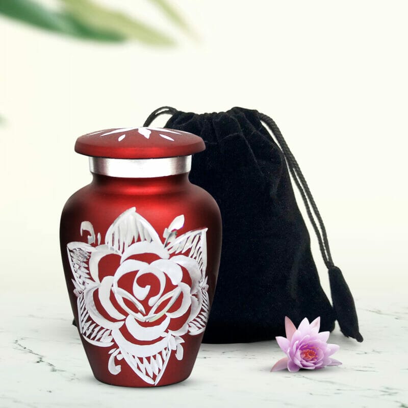 Red Rose Keepsake Urns Set of 4 For Human Ashes - Image 5