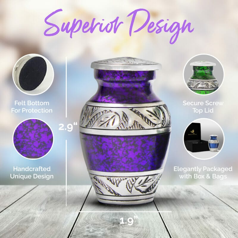Small Keepsake Mini Urns Set of 4 with Premium Box & Bags - Image 2