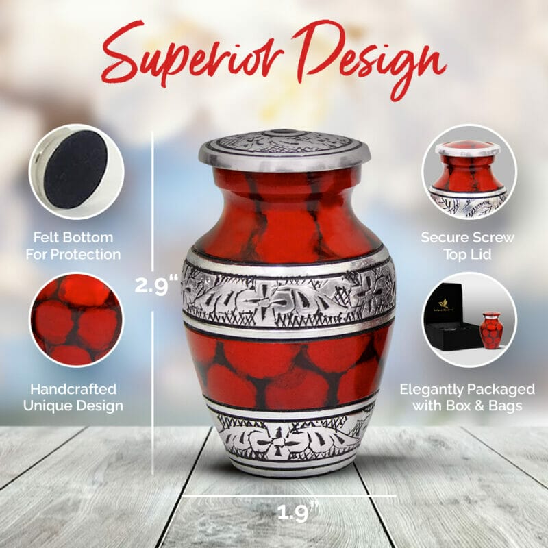 Red Marble Effect Keepsake Urn Set of 4 - Image 6