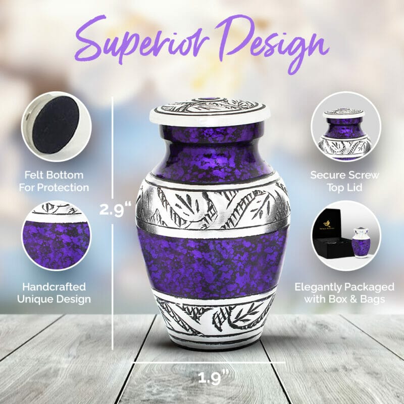 Purple Keepsake Urn Set of 4 For Human Ashes - Image 5