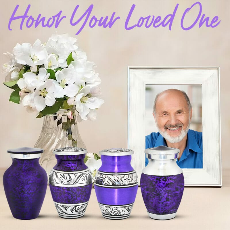 Purple Keepsake Urn Set of 4 For Human Ashes - Image 4